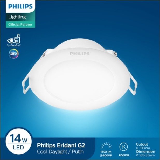 Philips Eridani Lampu LED Downlight 14W 14 Watt 6&quot; DL190B Putih 14W