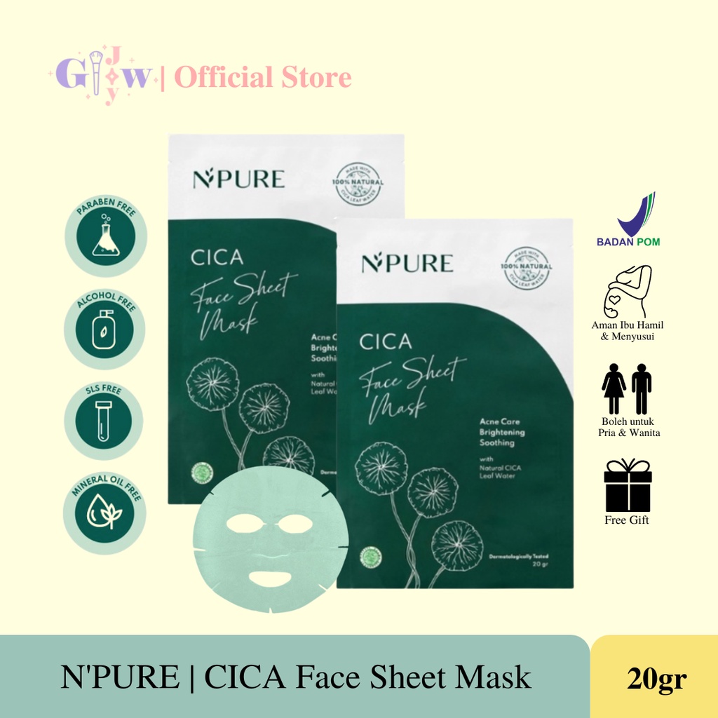 B12 N'PURE cica centella asiatica face mask masker sheet lembar salon perawatan wajah bubuk bilas serum liquid pelembab minyak toner essence treatment kecantikan asli murah npure original bpom