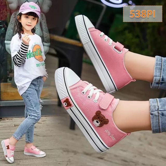 Sneakers Anak Whybear Low Cewek Cowok Hitam Kuning Merah Pink Putih (538)