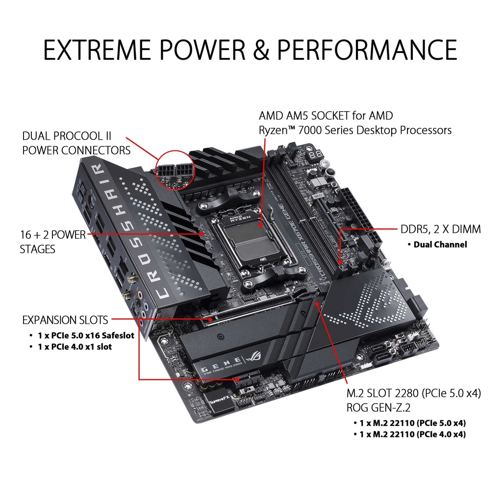 ASUS ROG CROSSHAIR X670E GENE | Motherboard AMD X670 DDR5 AM5 Ryzen