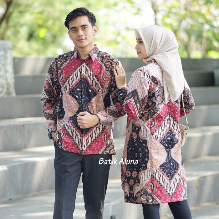 Batik Stelan Pria Wanita Premium Lengan Panjang Batik Aluna CBA 008