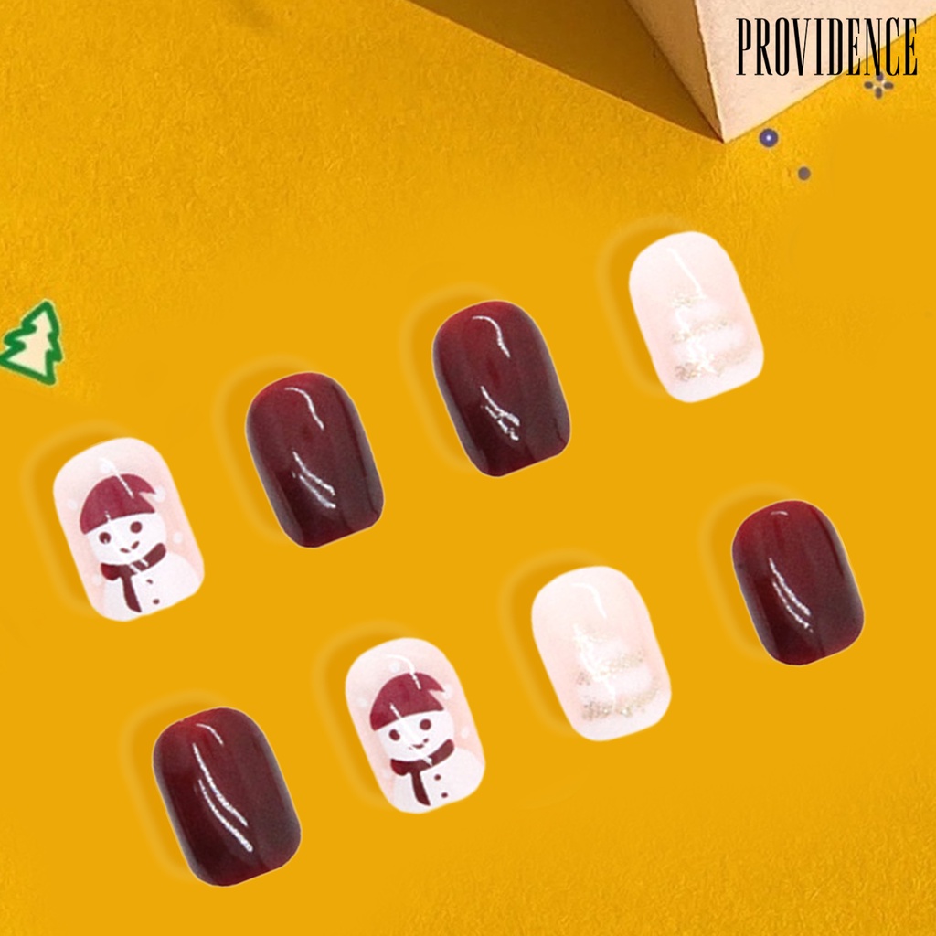 Kuku Palsu Motif Snowman Warna Pink Untuk Nail Art