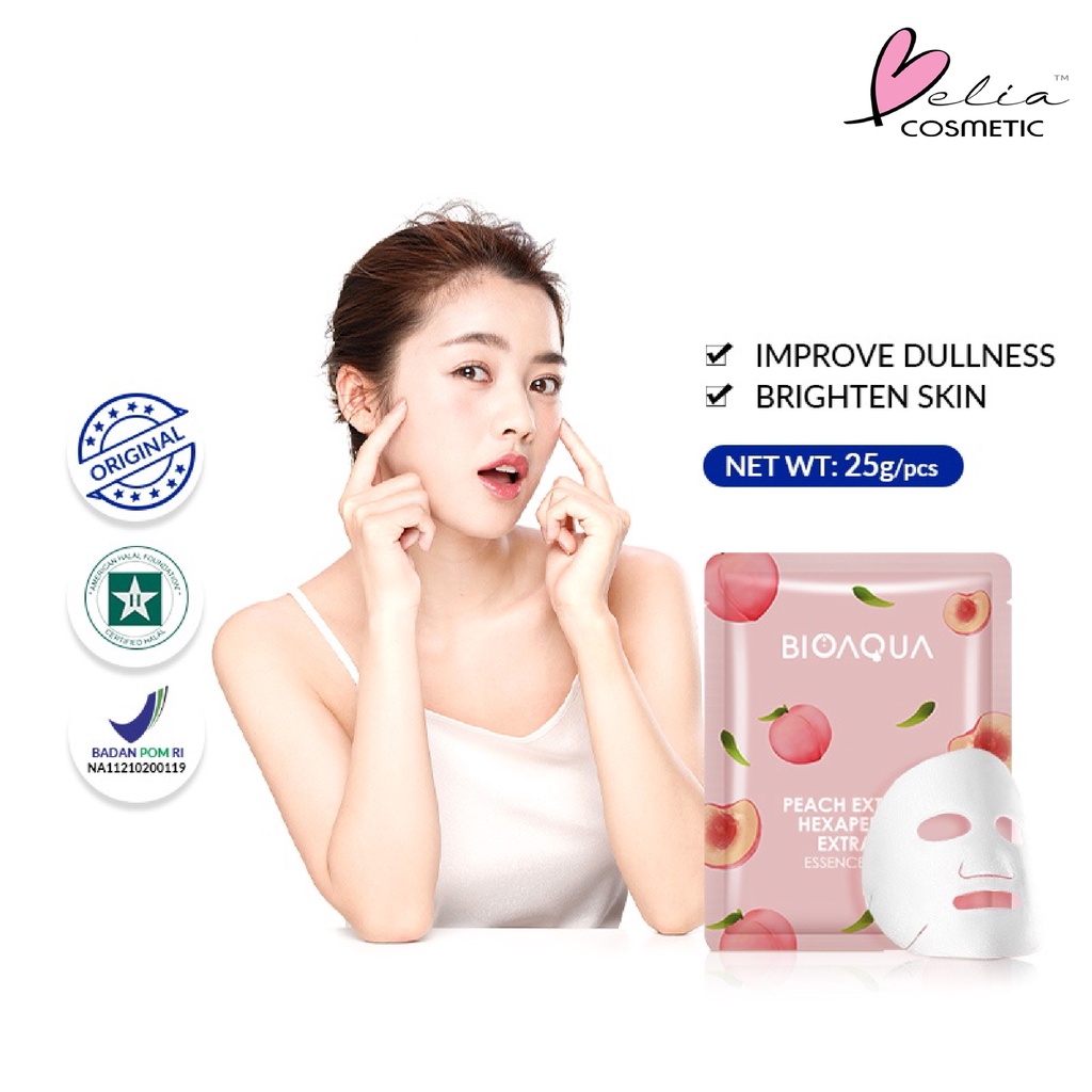 ❤ BELIA ❤ BIOAQUA Sheet Mask Master Series Plant | Flowers | Fruit | Eye Mask | Facial Mask Brightening Glowing Moisturizing Skin Care | Hydrating Essence Face Mask Brightening Anti Acne Jerawat | Honey Vitamin C Masker Wajah Muka Pelembab Kulit Cosmetics-BA S_Mask Peach