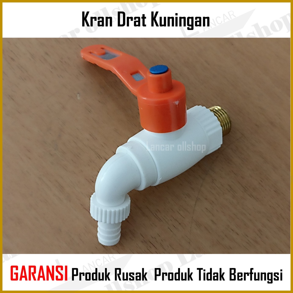 Kran Air PVC Jumbo Drat Kuningan 1/2 / Keran Kran Air Tembok Taman Plastik Murah