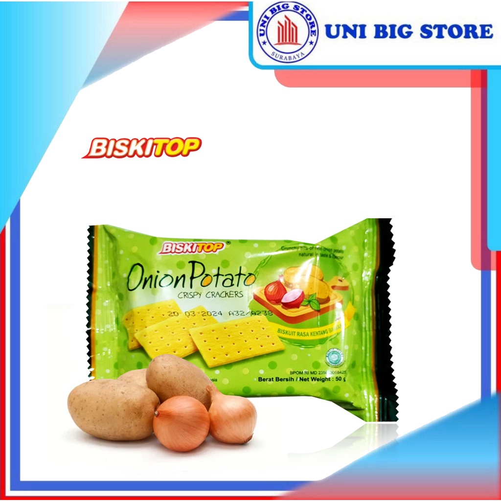 

Biskitop Onion Potato Crispy Crackers 50 gr Biskuit Kentang Bawang