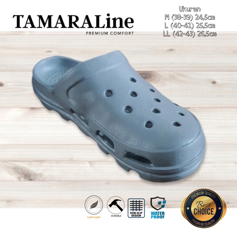 Sepatu Sandal Selop Slide Slip on Karet Pria Dewasa / Remaja - TAMARALINE 205 / Bahan Premium Lentur Empuk Ringan Kuat Anti Slip Anti Air / Model Sporty Santai Rumah Kerja Outdoor Kamar Mandi  Murah Original