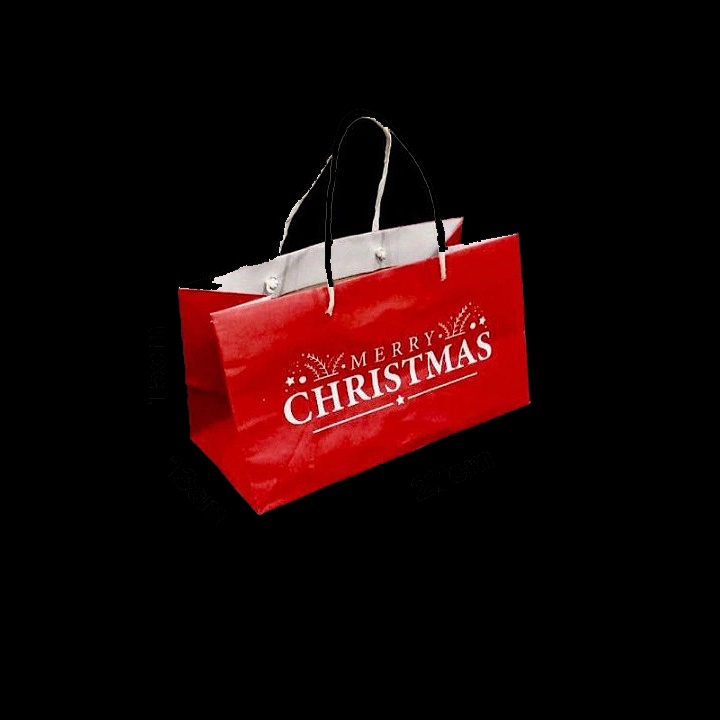 

( 5 Pcs ) Paperbag Natal Merah Muat Box Brownies Tas Jinjing Box Bolu Gulung Goodie Bag Merry Christmas Size 27x13x15 cm