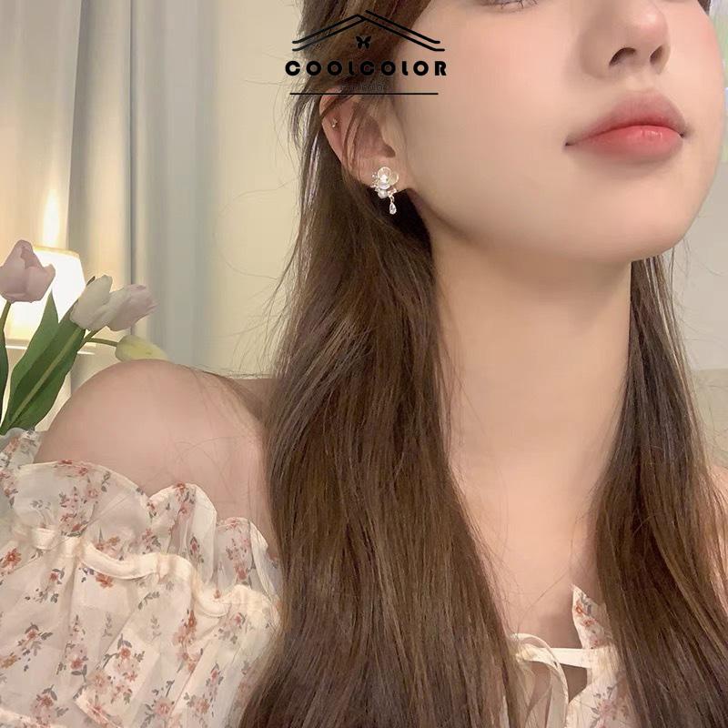 COD❤️1 Pasang Anting Giwang Model Bunga Gaya Retro Elegan Dengan Berlian Imitasi Untuk Wanita Fashion Wanita Sederhana Aksesoris Perhiasan Hadiah Ulang Tahun