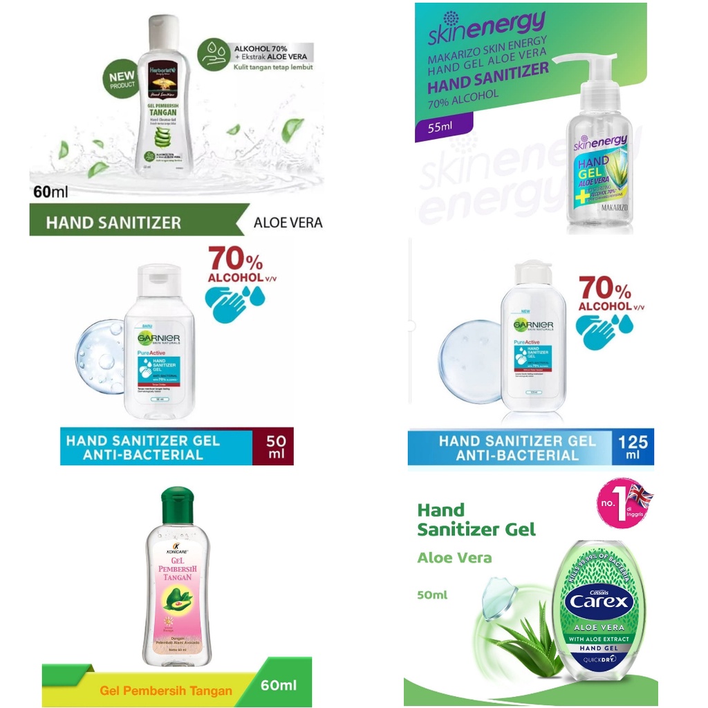 Hand Sanitizer Gel Herborist | Garnier | Carex | Konicare | Makarizo