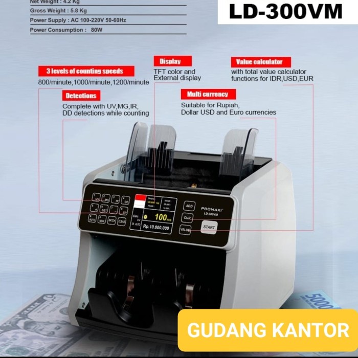 

PROMAXI LD-300VM MESIN HITUNG UANG -TOP LOADING MONEY COUNTER DETECTOR