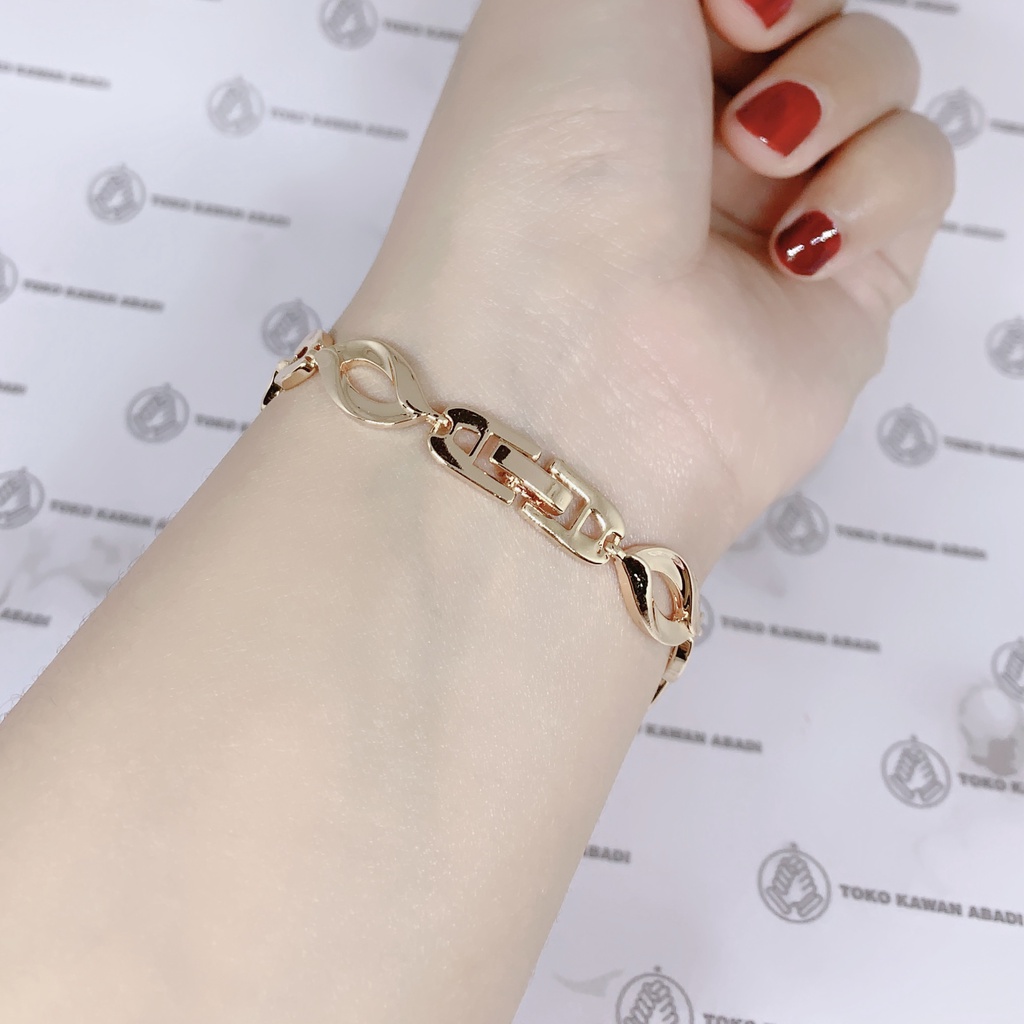 Gelang Tangan Xuping Gold Perhiasan Fashion Wanita Dewasa Permata Kubus *17