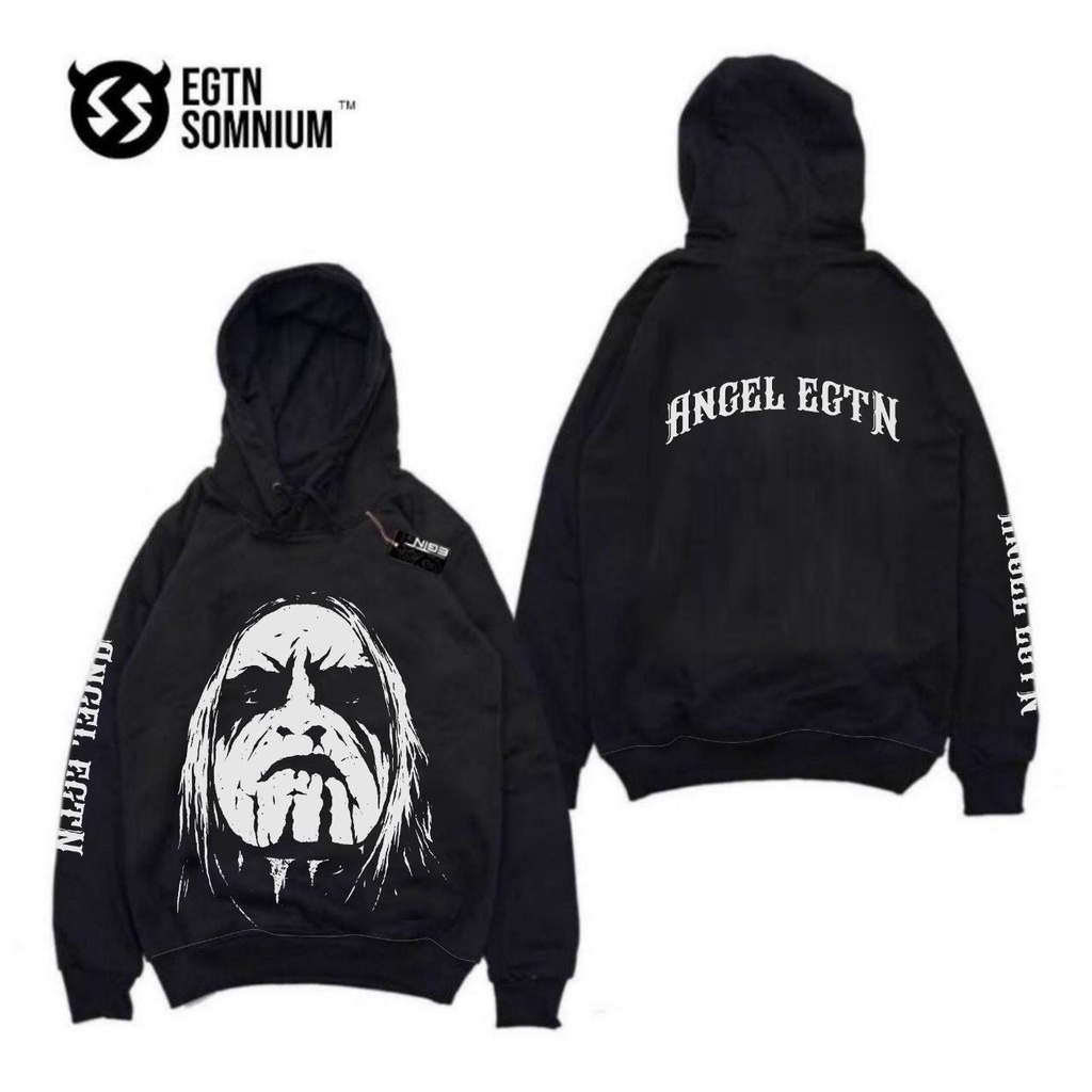 Jaket Hoodie Pria Hitam EIGHTY NINE ANGEL EGTN SAKU BOBOK Casual Good Brand Quality