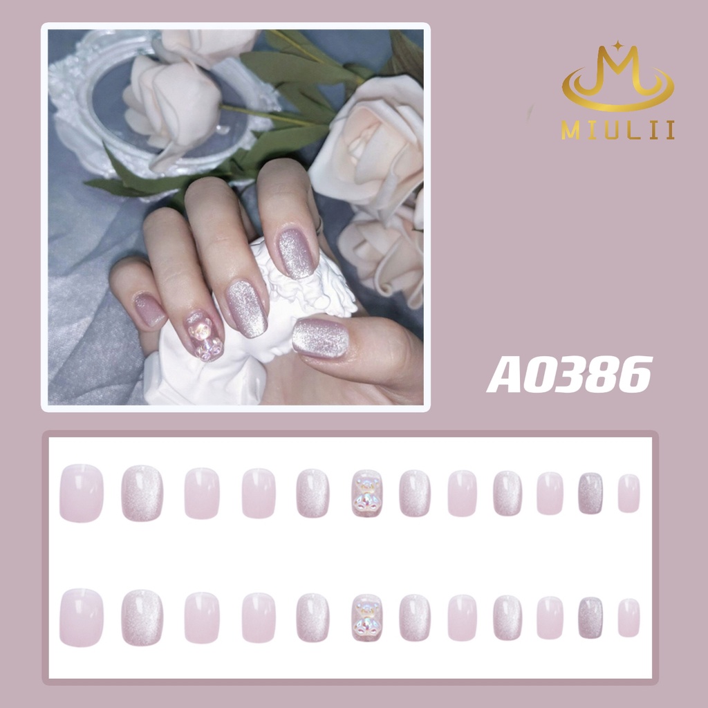 MIULII / KUKU PALSU    A0386 / 24PCS / 3D / NAIL ART / PREMIUM / PINK / CUTE / FREE LEM JELLY / KUTEK