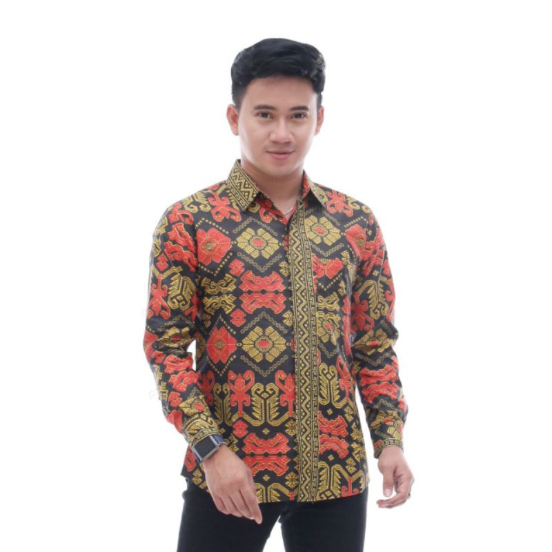 KEMEJA ATIK PRIA LENGAN PANJANG MOTIF SONGKET