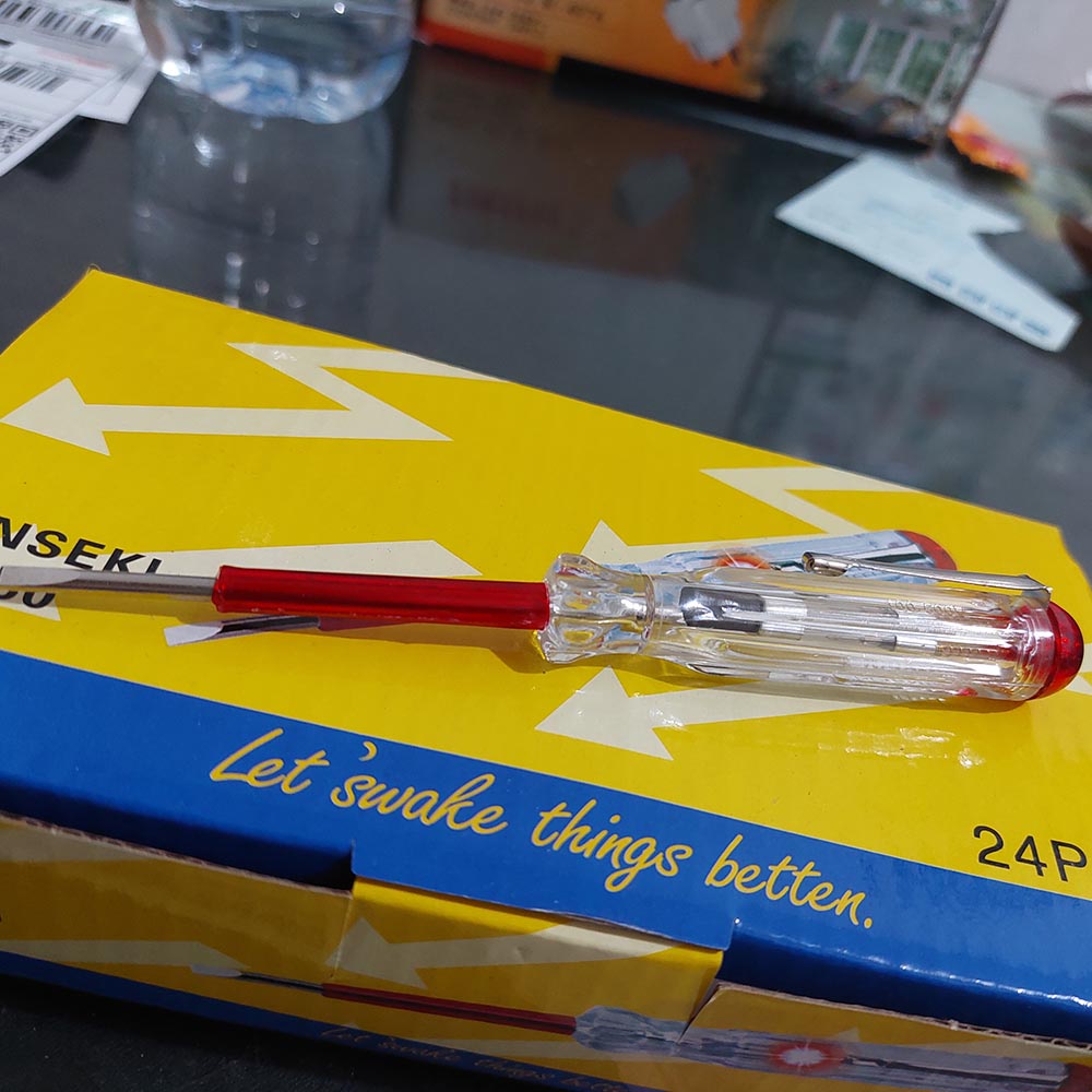 OBENG TESPEN TEST PEN LISTRIK SINSEKI MERAH LAMPU TESTPEN