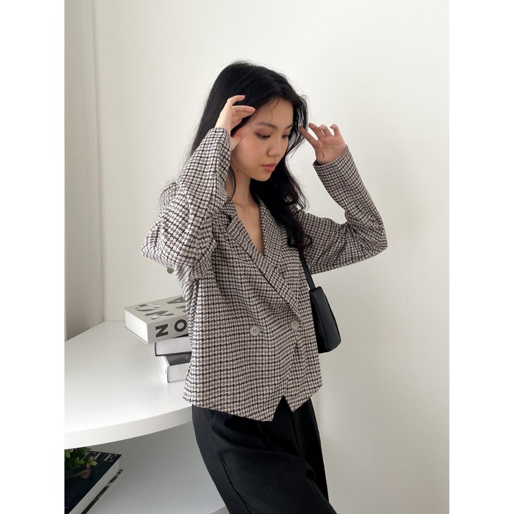 Kadaka O-0186 Blazer Tweed Knit Korea Stretch Premium Outer Wanita Tangan Panjang
