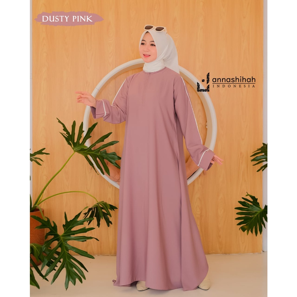 ABAYA META KHADIJAH BY ANNASHIHAH ABAYA SIMPLE GAMIS CASUAL ABAYA FASHION MUSLIM MUSLIMAH ZIPPER