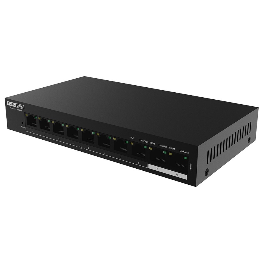 TotoLink 8-Port 10/100M PoE + 2-Port Gigabit Desktop Switch - SW1008P