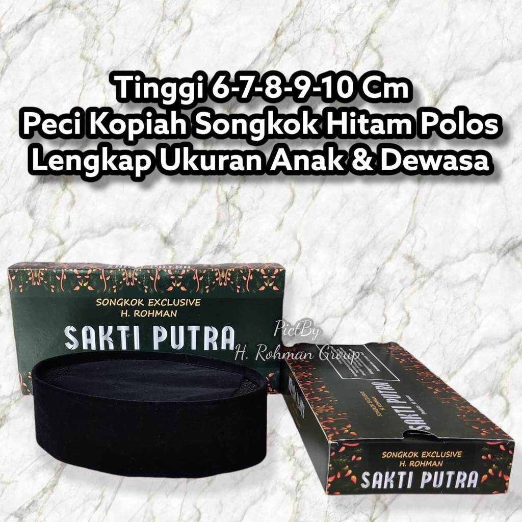 Peci Hitam Polos Anak Dewasa Pendek Tinggi 6 7 8 9 10 Motif Ac