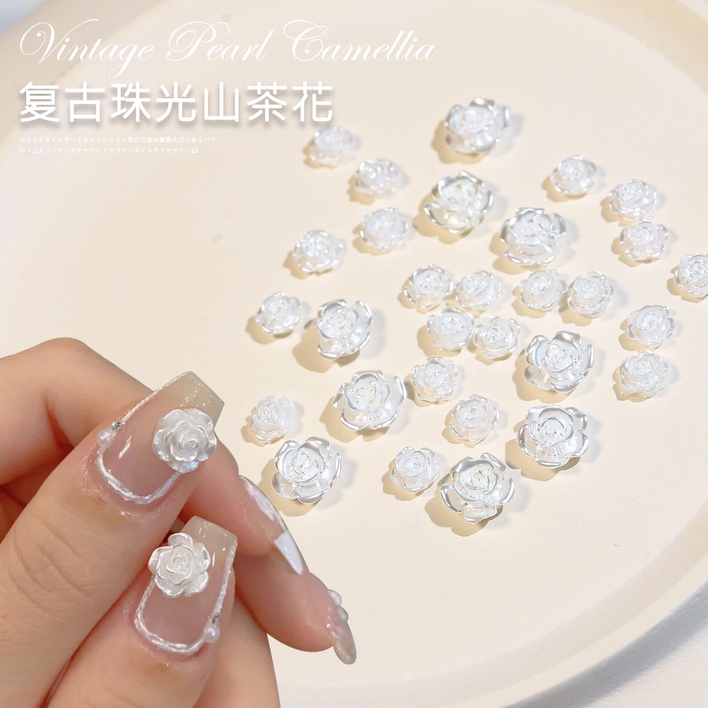 Hiasan Kuku Nail Art 3D Mutiara Motif Bunga untuk dekorasi Nail Art, Nail Pearl Nail Art/Aksesoris Nail Art/Hiasan Kuku Mutiara