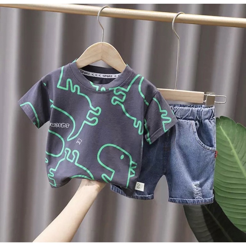 Kaos anak laki laki dan perempuan dan celana jeans anak 1-5 tahun harga grosir