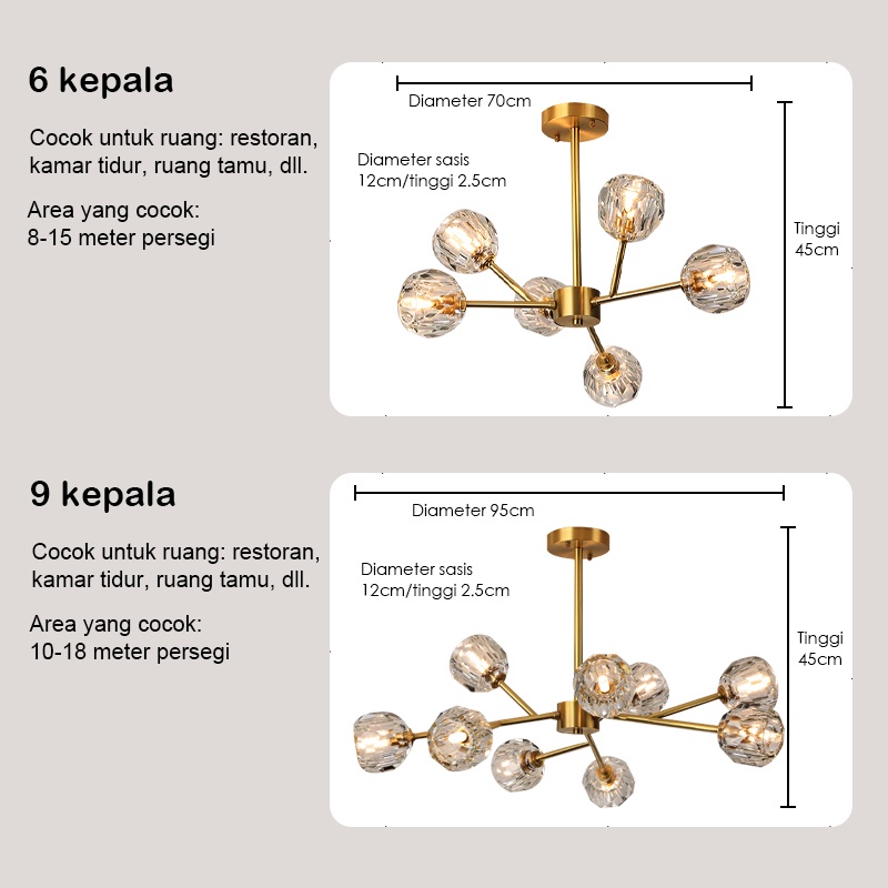 Lampu Gantung Modern Kristal Ruang Tamu Chandelier Mewah Kamar Tidur Ruang Tamu Nordik Ceiling Lampu ly Lampu Langit -langit