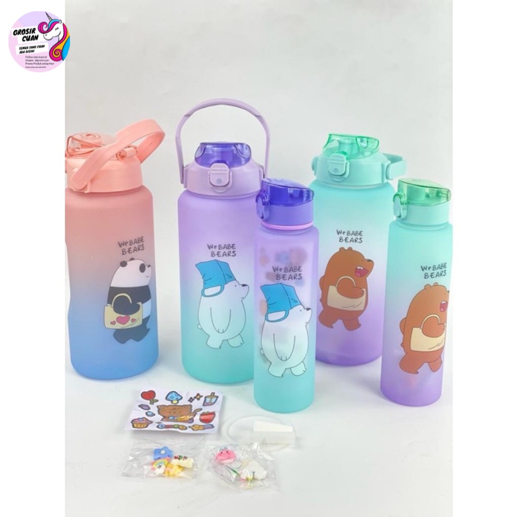 Botol We Babe Bears 2 IN 1 / BOTOL MINUM KARAKTER KAPASITAS 2 LITER / Botol Viral Couple 2 in 1 Set 
