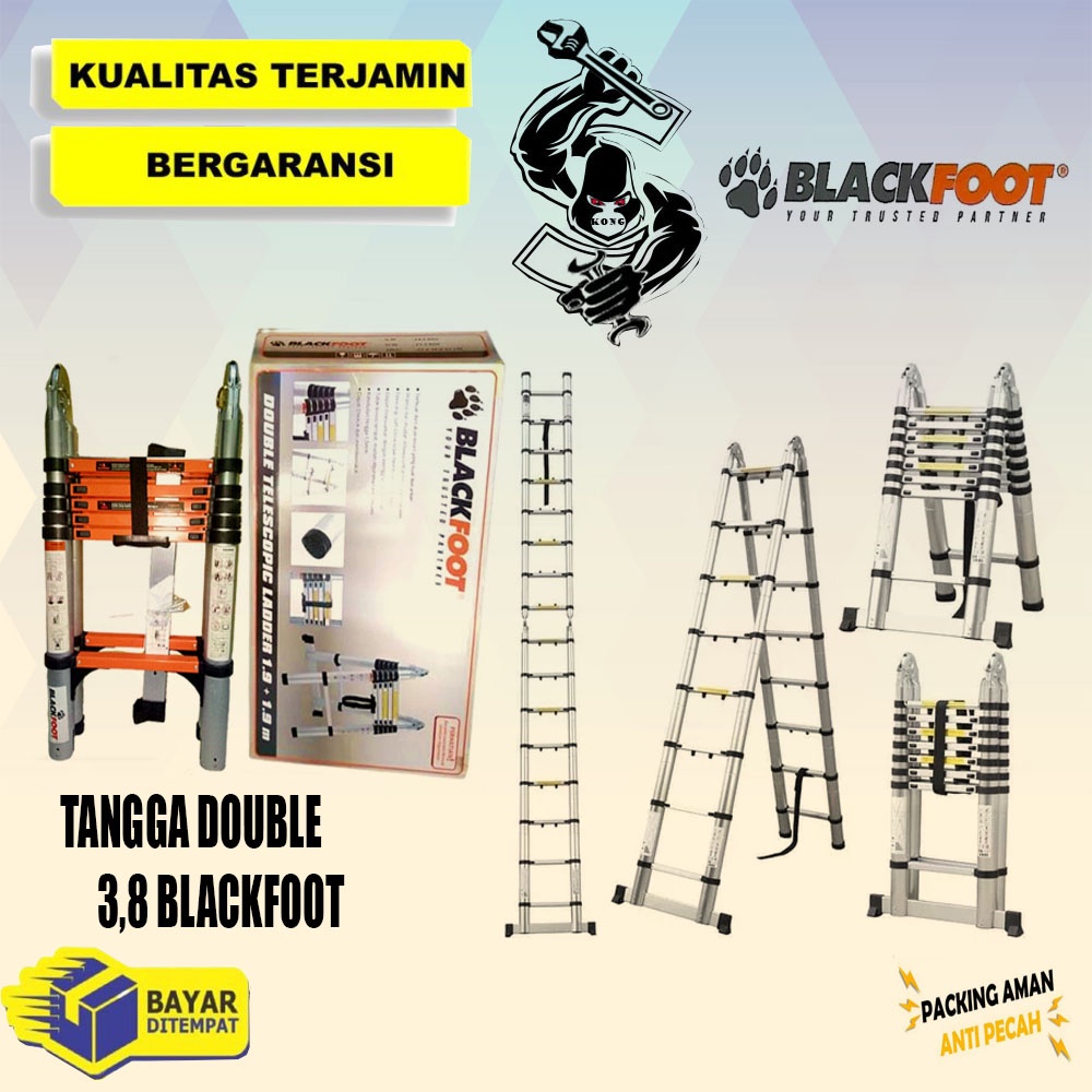 Tangga Susun Double 3,8 Meter BLACKFOOT Tangga Double Teleskopik