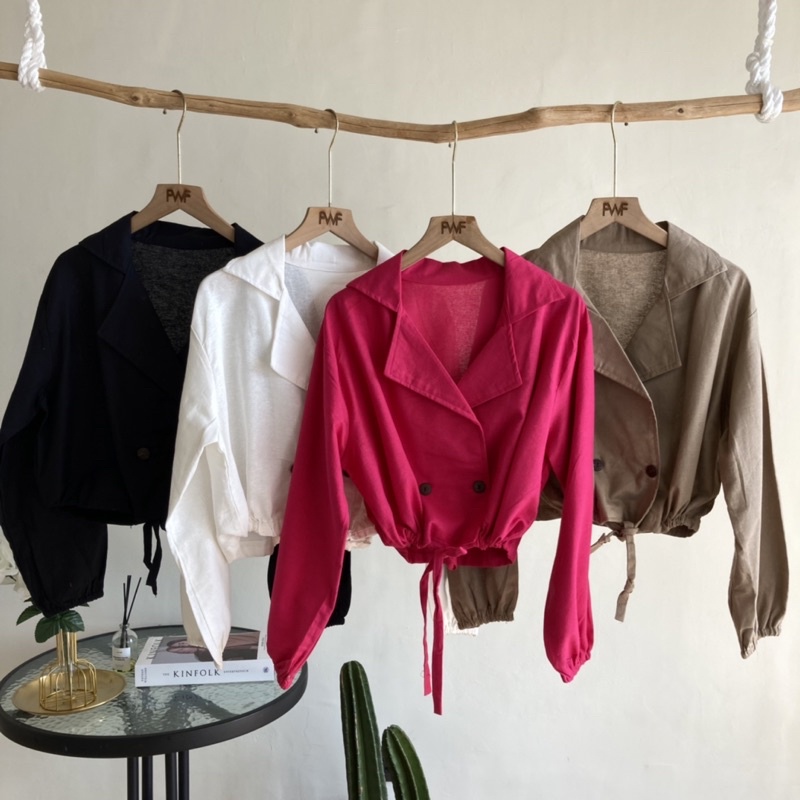 Niki Outer Linen / Baju Atasan Outer Kemeja Wanita Crop