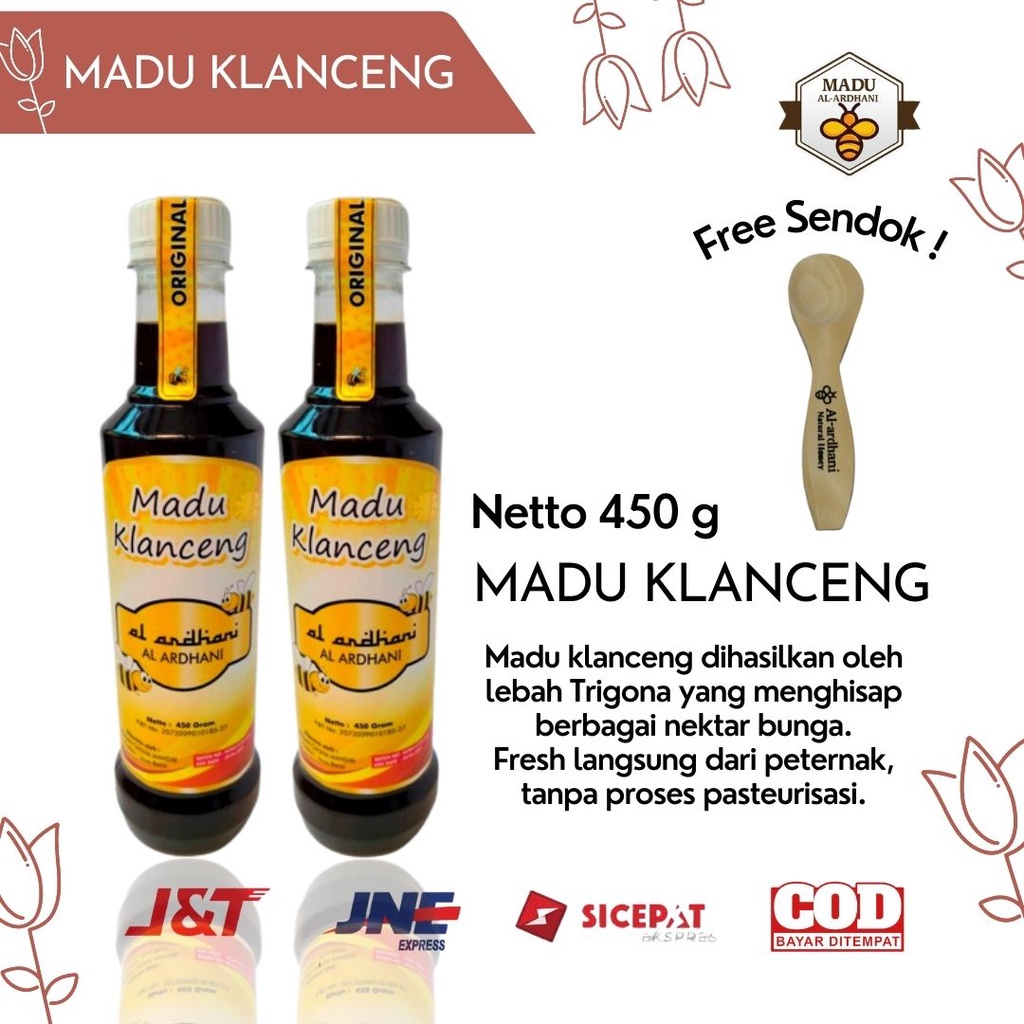 

PROMO TERBATAS Madu Klanceng Asli ORIGINAL 100% Murni Madu Trigona Al-ardhani 450 gram