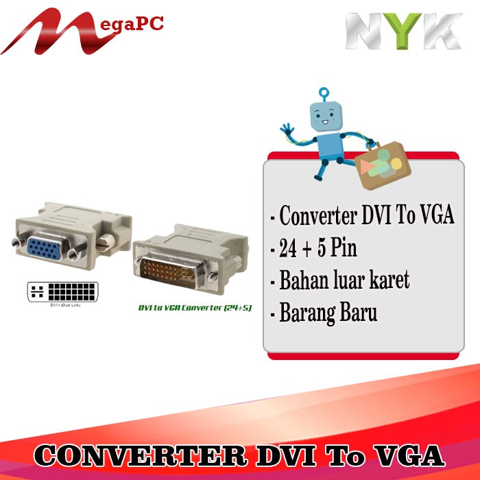 Convrter DVI TO VGA 24+1Pin Baru