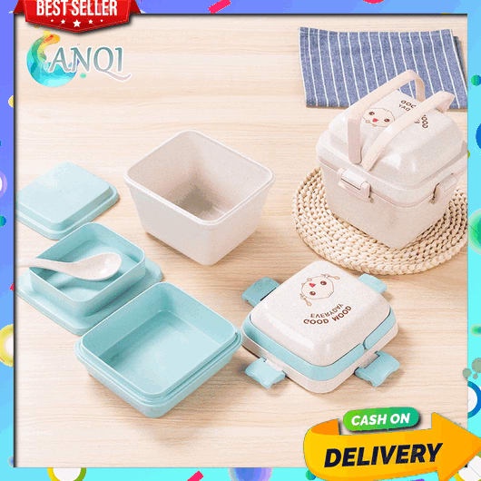 Kotak Makan Yooyee 630 Hijau Lunch Box Set Anak Stainless Mini Susun Anti Tumpah Tempat Makan Kotak 