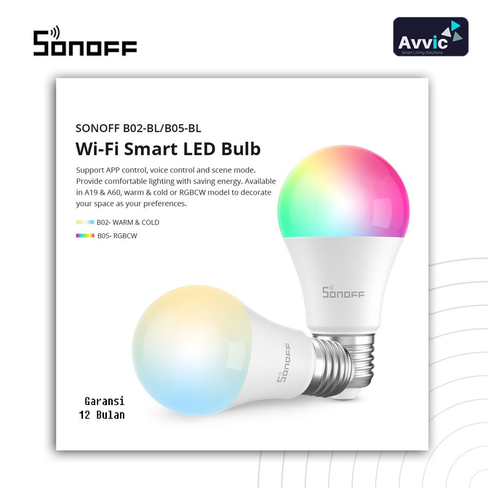 Sonoff B02BLA60 Smart LED Bulb  wireless LED Smart Home LED Pintar