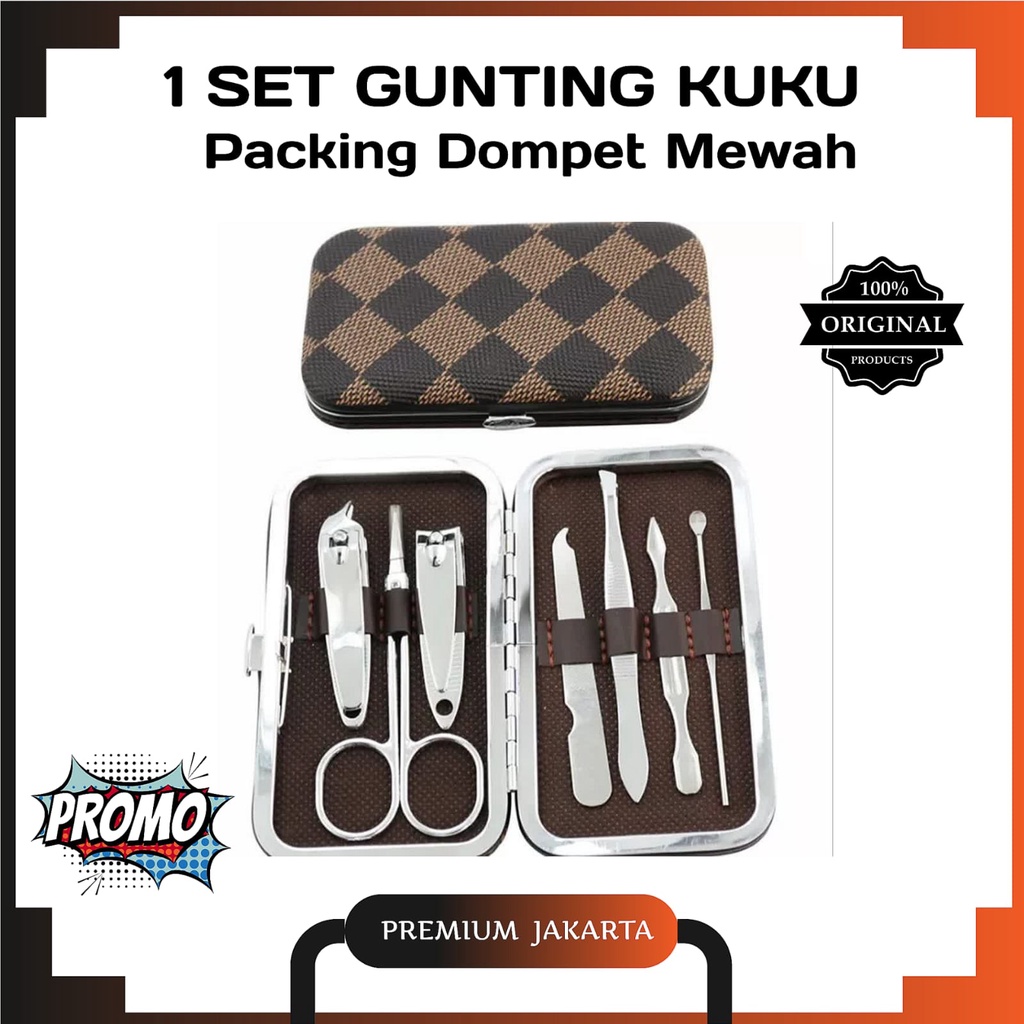 Gunting Kuku Set 7IN1 + Box Dompet / 4IN1 Peralatan Menicure 7in1 Mini Stainless Stell Gunting Kuku Portable Tools Set Dengan Dompet / Gunting Kuku Set 7 in1 Alat Perawatan Kuku Set Polos Model Dompet