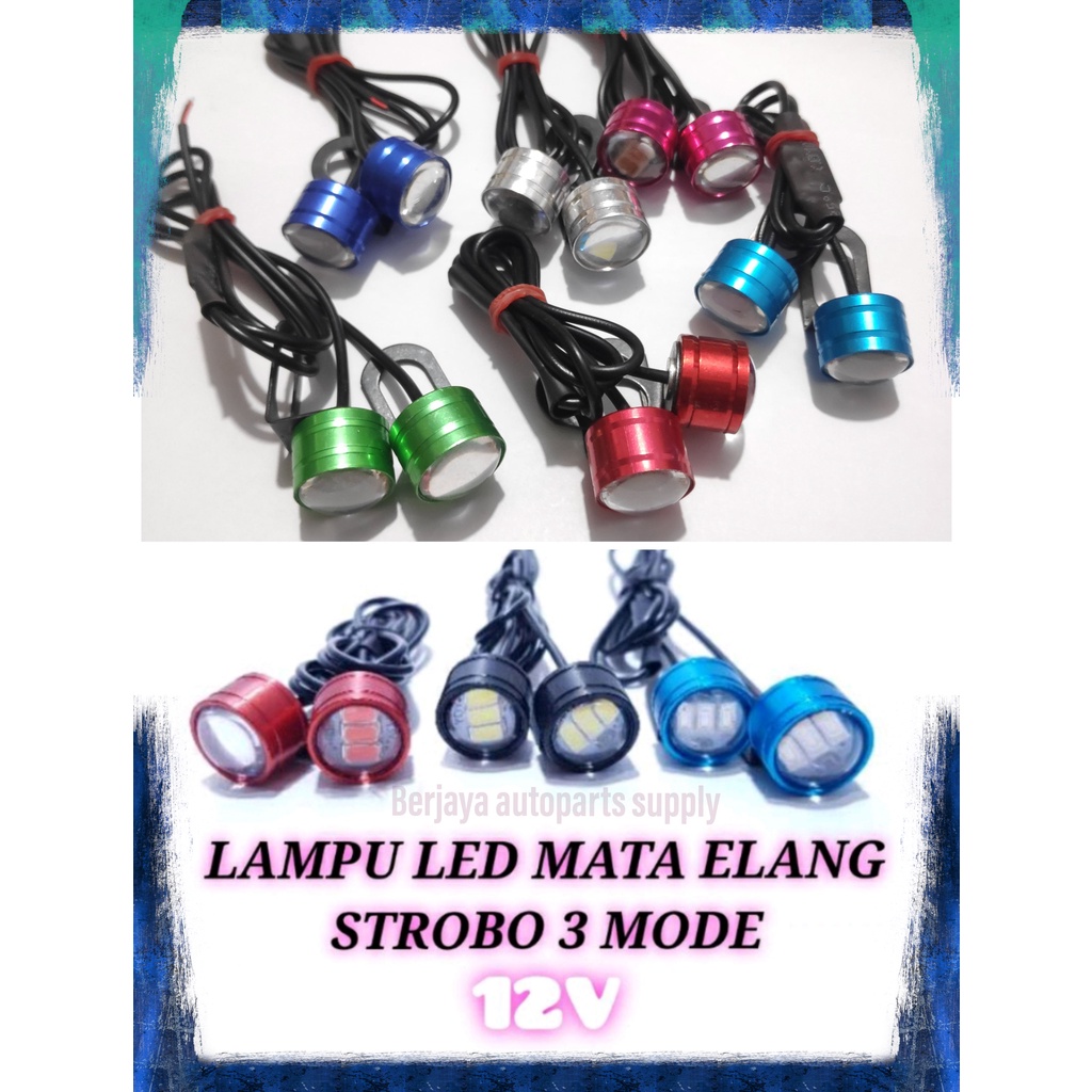 Lampu Mata Elang Flash 3 Mode Panoramic 12V Plus Breket Sepasang 1SET MOTOR MOBIL