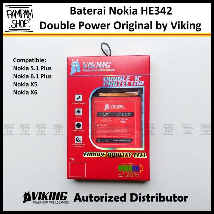 Baterai Viking Double Power Nokia 6.1 Plus 5.1 X5 X6 He342 6.1+ 5.1+