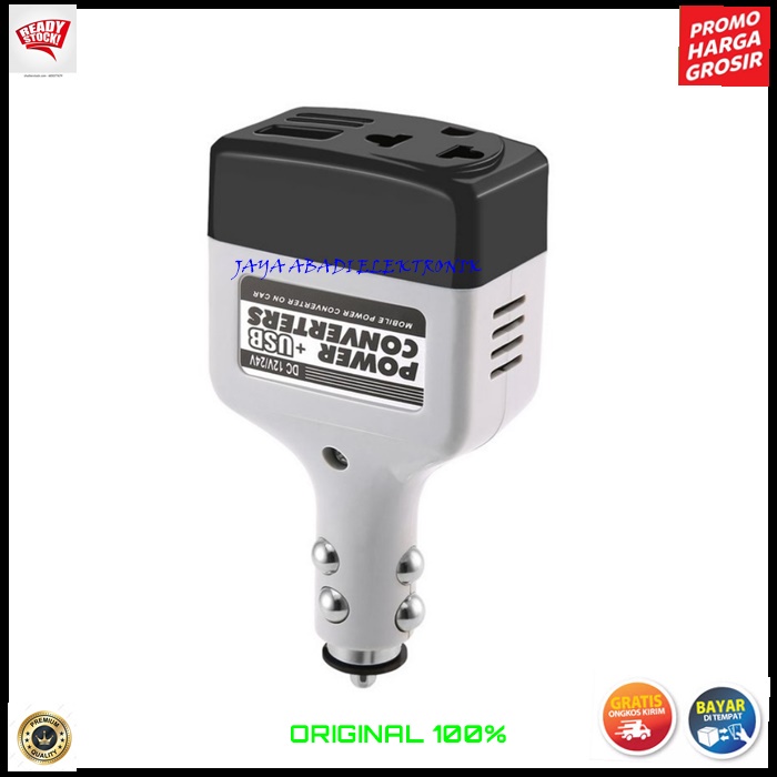 J385 ORIGINAL POWER INVERTER USB AKI ACU DC TO AC LISTRIK ADAPTOR MOBIL CHARGER WATT ELEKTRONIK LISTRIK TEGANGAN CASAN VOLT SETRUM SOCKET UNIVERSAL MULTI INDIKATOR STABLIZER LIGHTER VOLTAGE 220 12V BISA UNTUK SEMUA JENIS MOBIL Alat untuk mengubah listrik