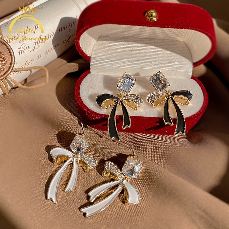 Anting Tusuk Sterling Silver 925 Desain Pita Hias Berlian Untuk Wanita