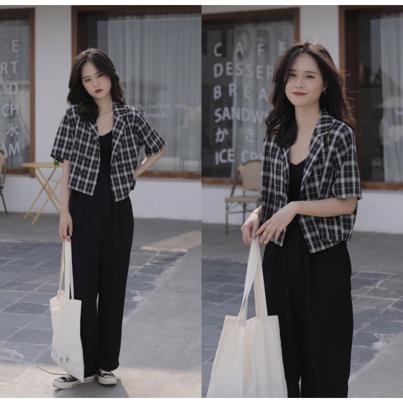 KYOMI SHORT SLEEVE BLAZER COTTON TRINKLE / KOREAN TOP