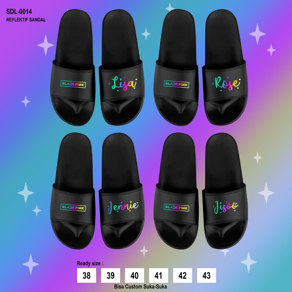 SANDAL SLIP-ON / BLACKPINK SANDAL / SENDAL REFLEKTIF