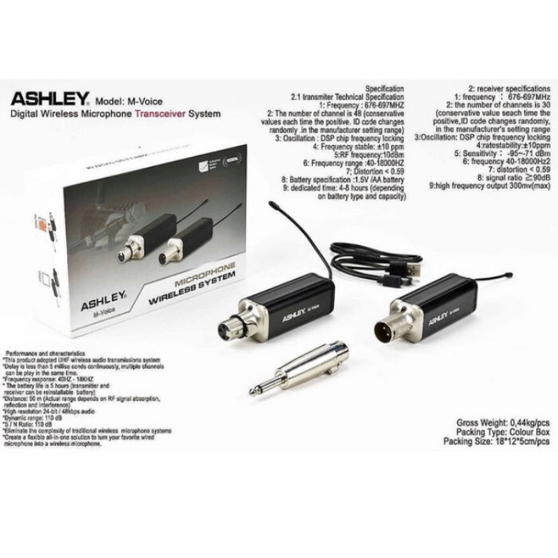 transceiver ashley m voice original untuk mic kabel jadi  mic wireless