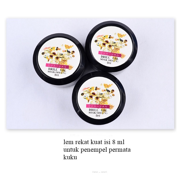 Lem kuku Gel Transparan Super Lengket isi 8ML untuk Permata Nail Art