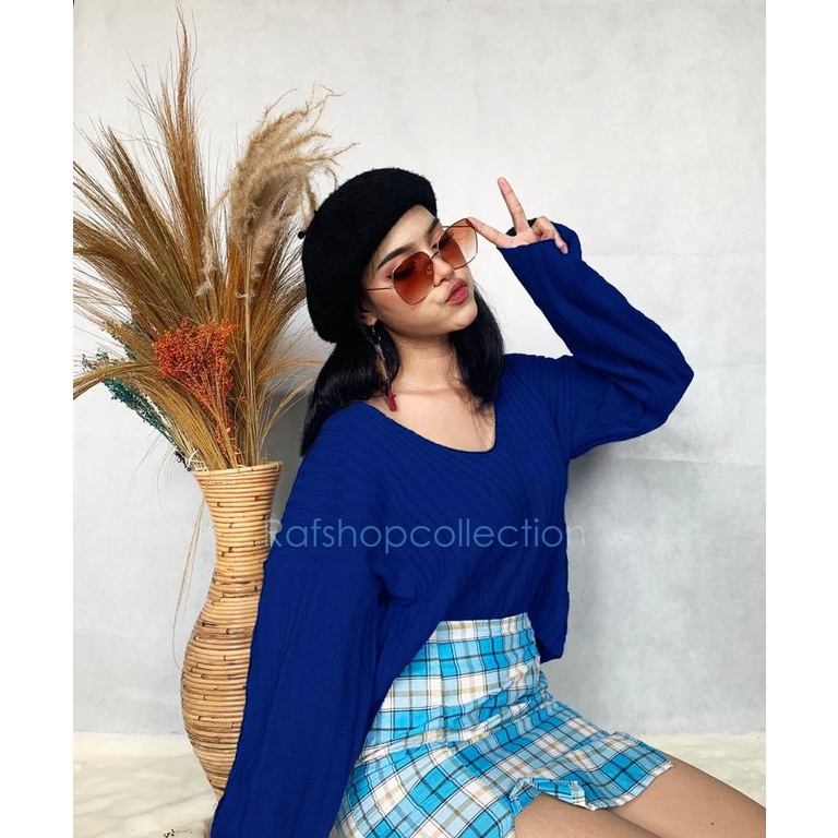 TOKUDAI CROP KNIT SWEATER_crop_Oversize_rajut tebal7get