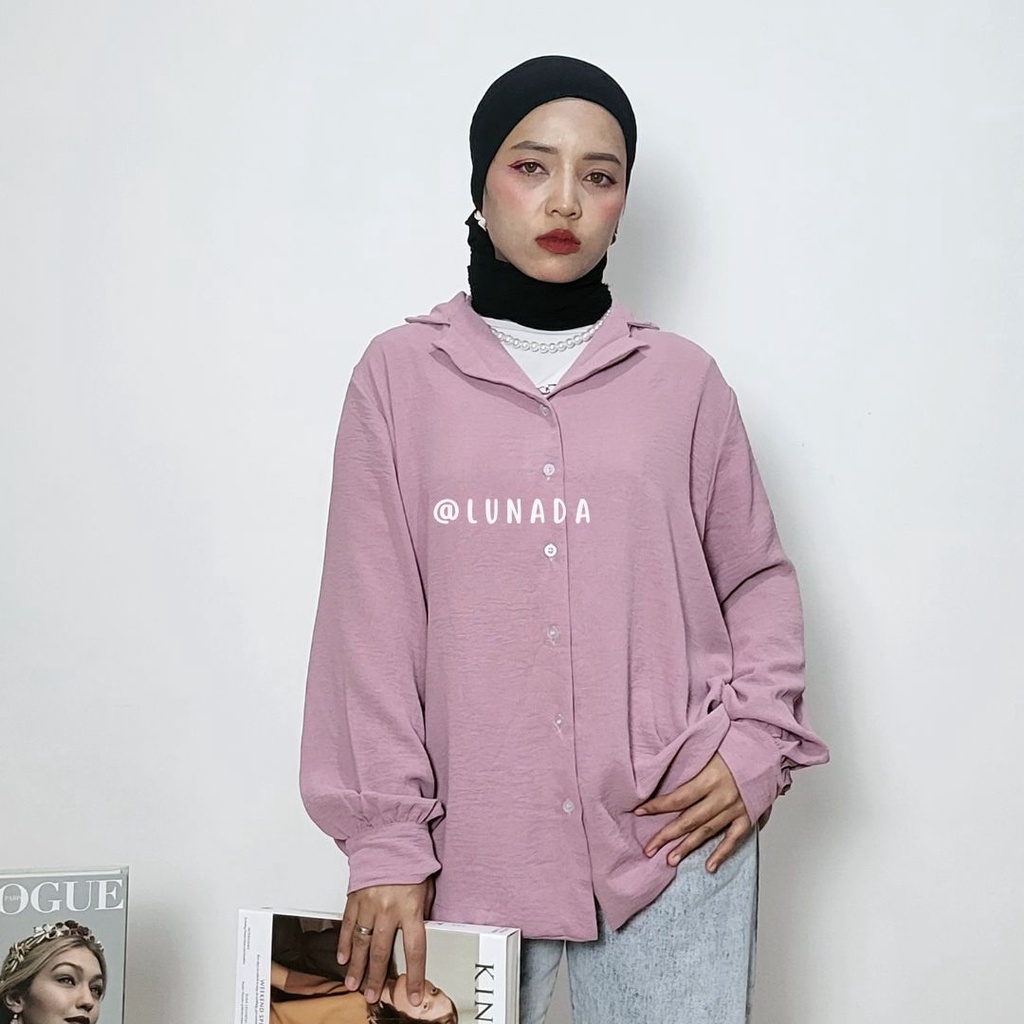 Kemeja Basic Oversize Crinkle Atasan Wanita Airy/ Kemeja Bassic Oversize Krinkle Premium Airy