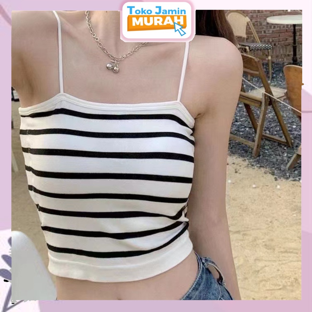 TJM BR286 Tanktop Bra Wanita Motif Garis Korean Style Tank Top Kekinian Import