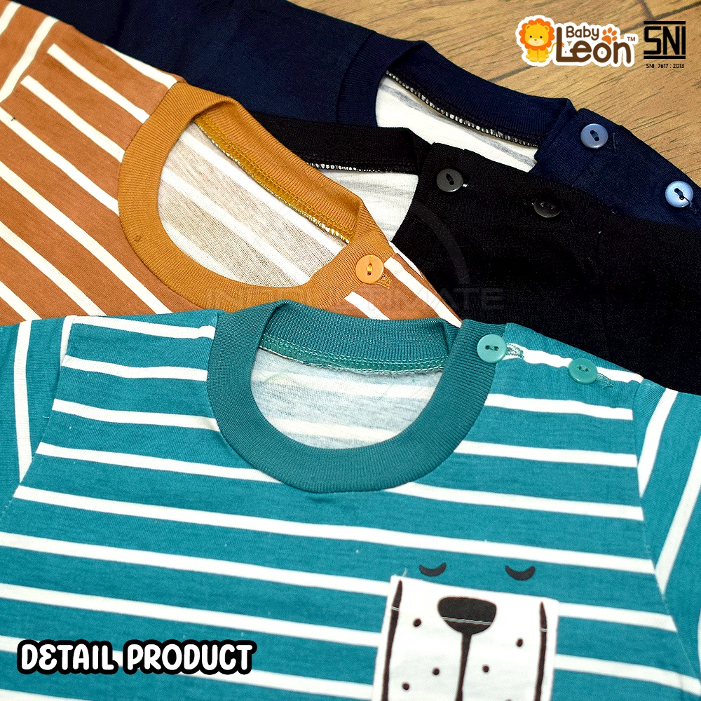 Kaos Anak Bayi Lengan Panjang Laki Laki 0-1th BABY LEON Baju Bayi Atasan Anak Baru Lahir 3 Bulan 6 Bulan 1 Tahun Laki Laki cowok Baju Tidur Piyama Anak Bayi ATP-11