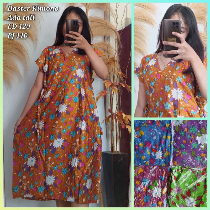 daster kimono abstrak bunga kotak soft lucu new motif busui friendly