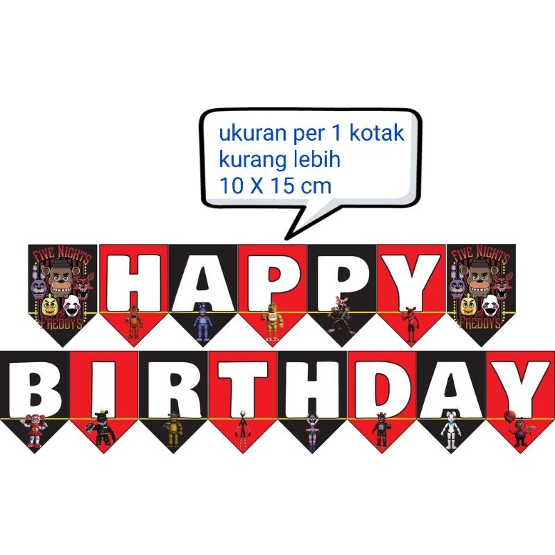 banner bunting garland flag happy birthday ulang tahun karakter five nights at freddy's freddy FNAF