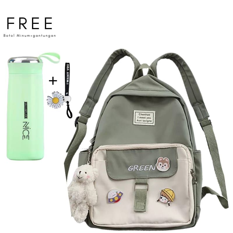 Tas Ransel Wanita Motif Kartun Fashion Remaja Kekinian Tas Ransel Sekolah Backpack Korea Multifungsi