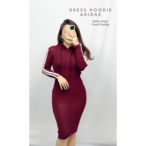 MDLV ~ Dress Hoodie Adidass Dress Kupluk Rajut Fashion import